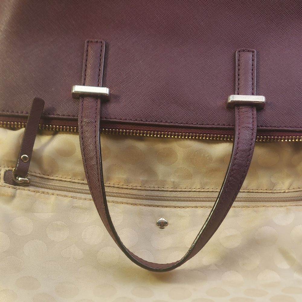 Kate Spade Burgundy Crossbody Tote with Gold Hardware Excellent Condition - Picture 14 of 16